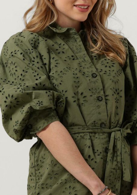 SCOTCH & SODA Mini robe PUFF SLEEVE COTTON MIDI DRESS Olive - large
