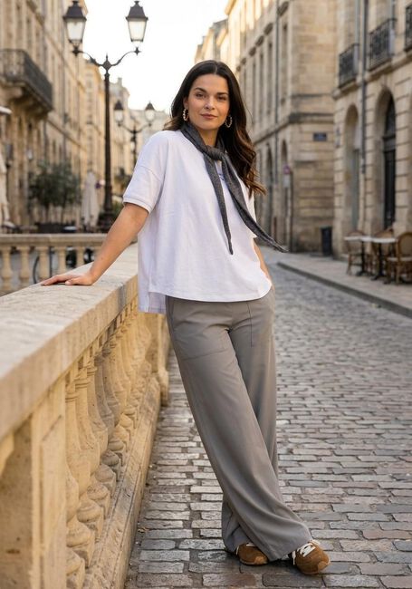 PENN & INK Pantalon large TROUSERS Gris clair - large