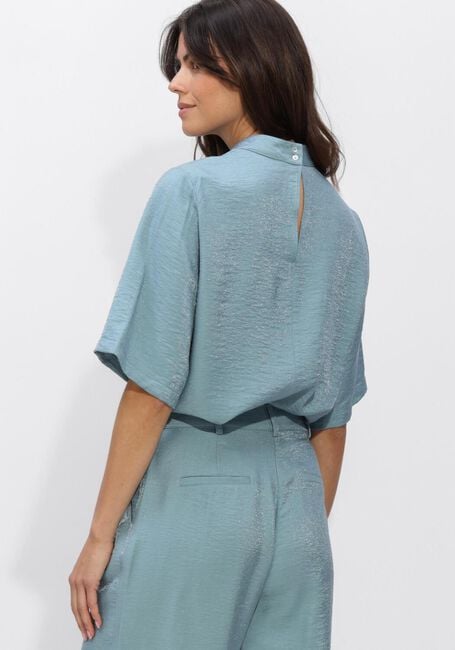 Lichtblauwe JANSEN AMSTERDAM Top ODILE TOP WS 116 SHORT SLEEVE HIGH NECK - large