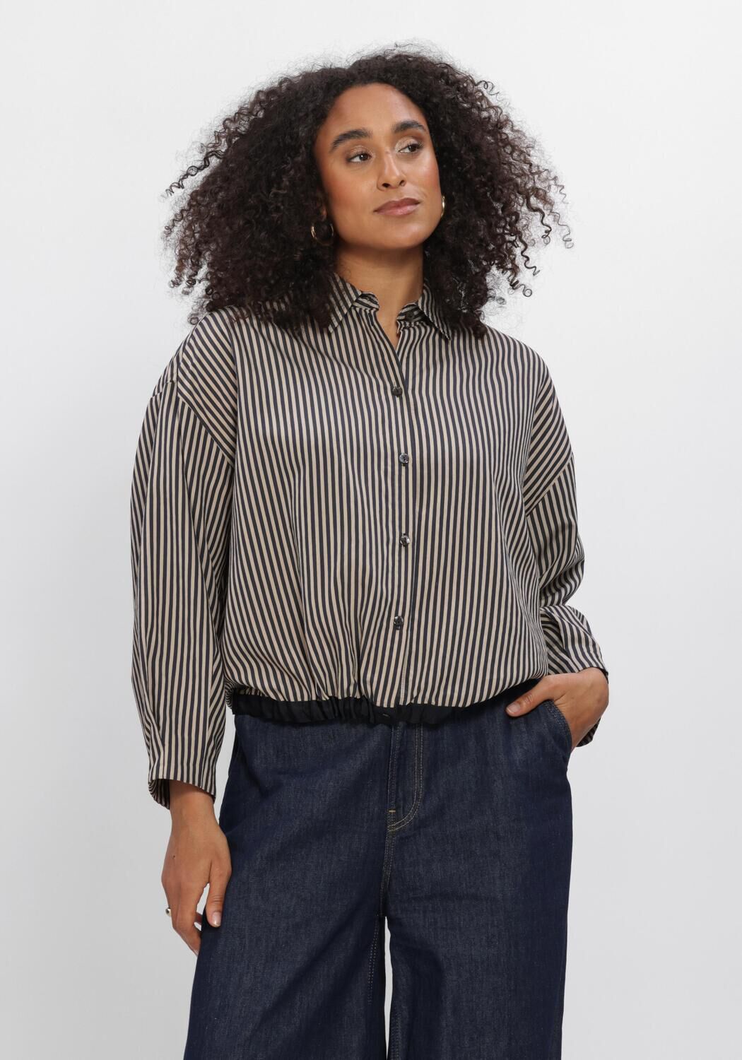 SUMMUM BLOUSE BOXY TWO TONE STRIPE SMALL Blouses en noir - large