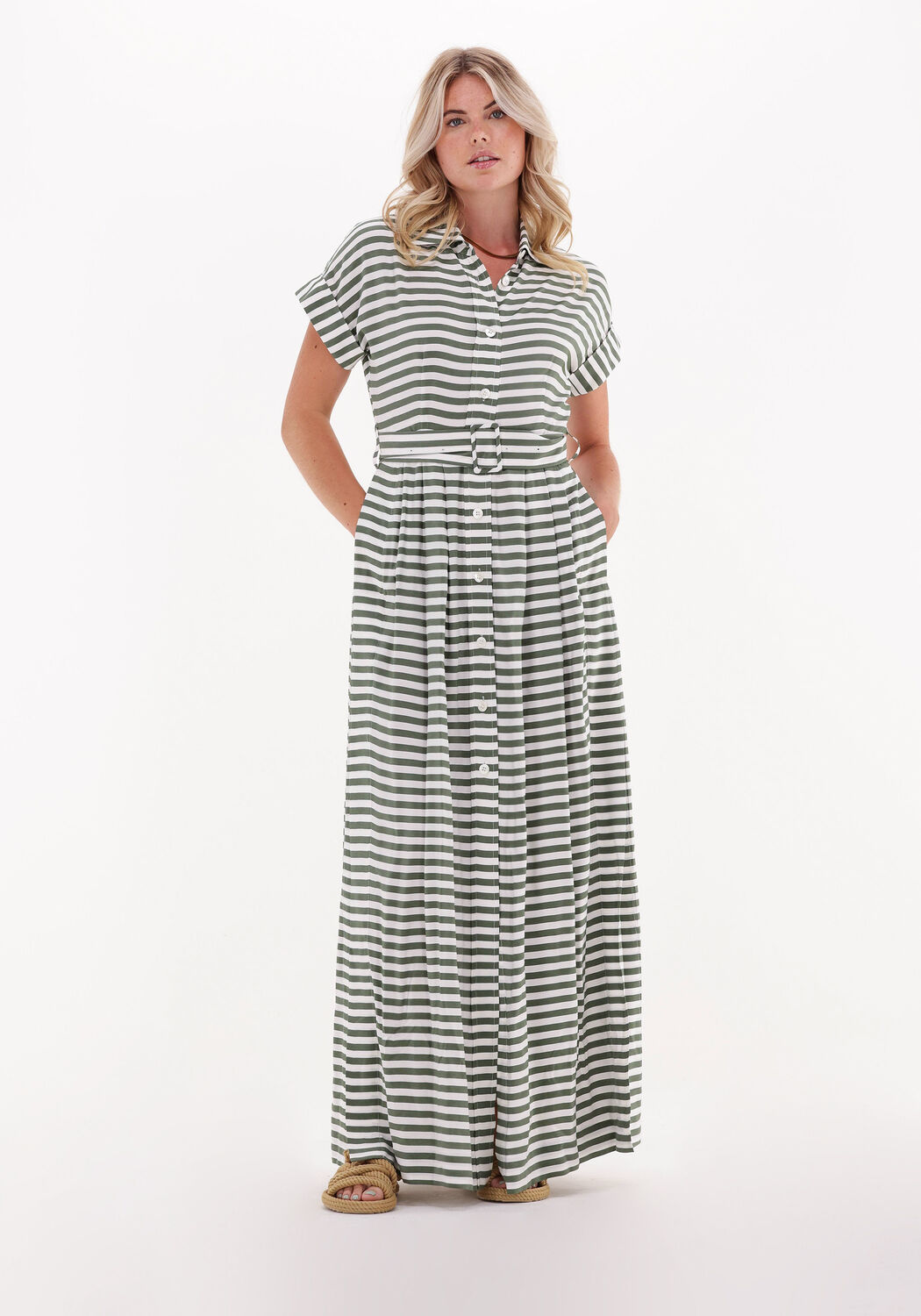 groene vanilia maxi jurk button long dress