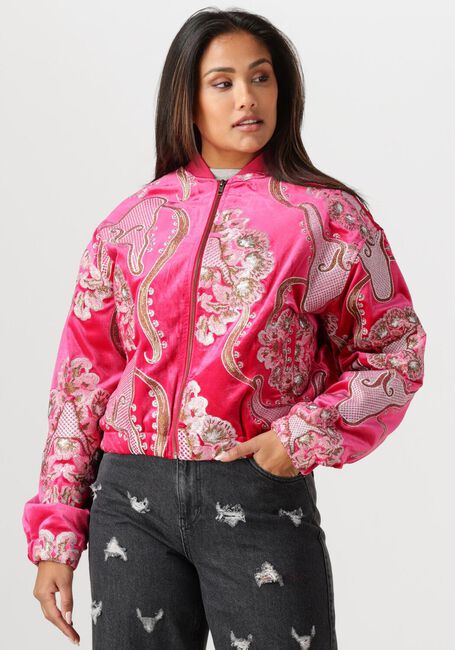 Roze ALIX THE LABEL Jack LADIES WOVEN FANCY VELVET BOMBER - large