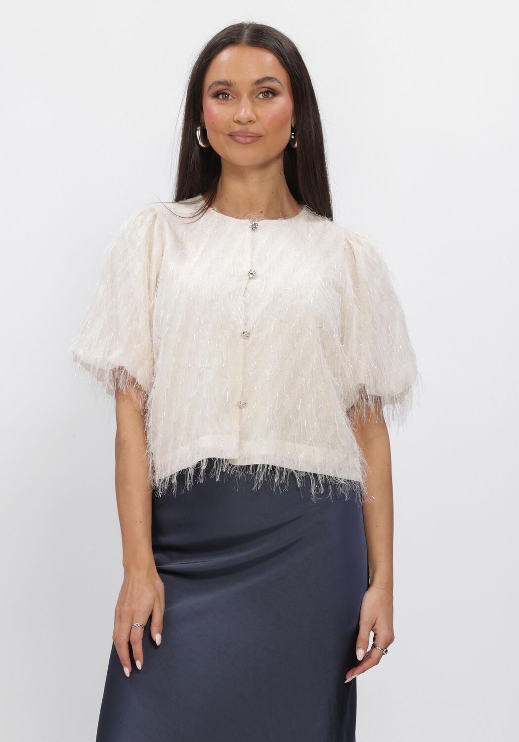 NEO NOIR AISA FRILLY BLOUSE Blouses Cr&egrave;me - large