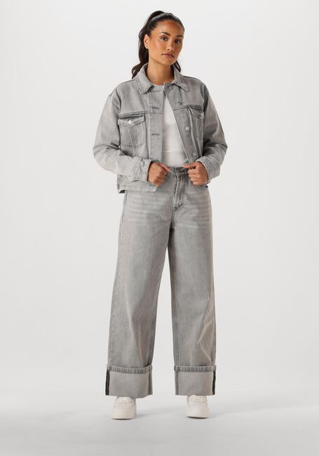Grijze WITHBLACK Straight leg jeans WBLHAZEL GREY TURN UP JEANS - large
