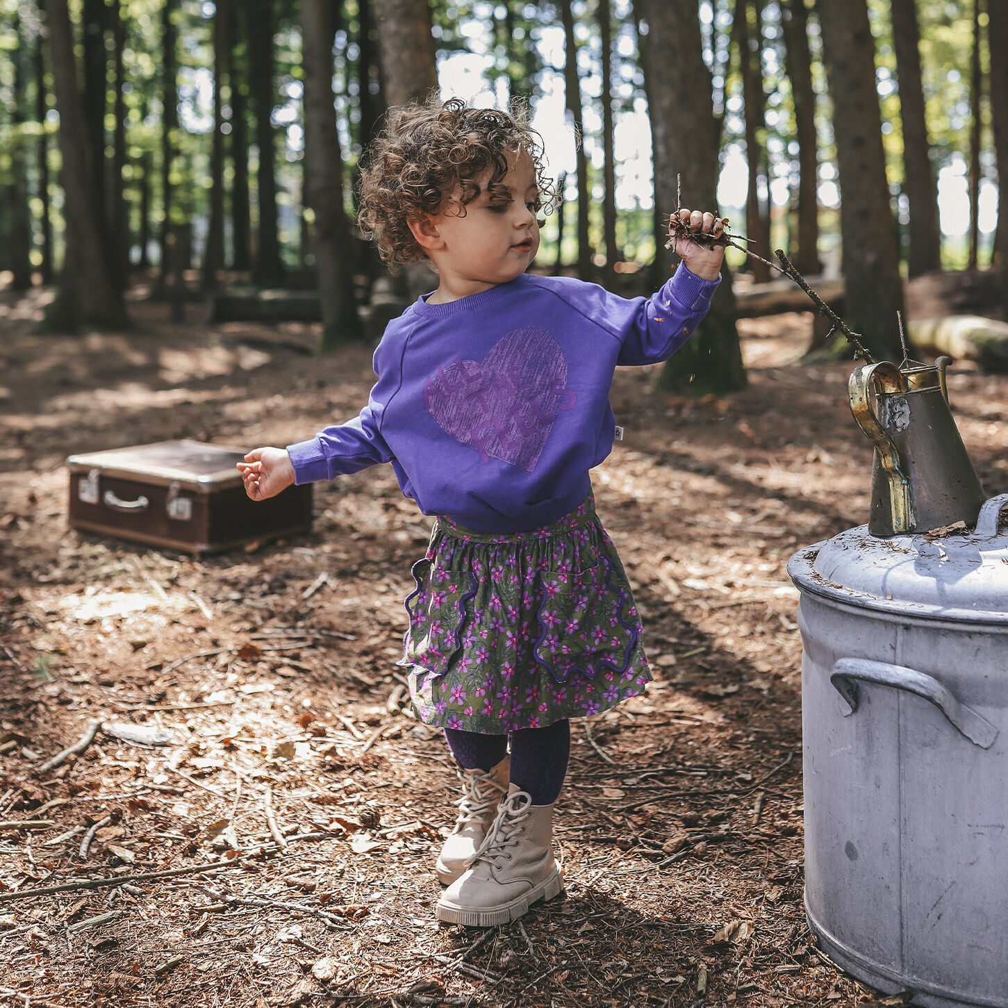 YOUR WISHES Mini-jupe VIVID FLOWER POCKET SKIRT Olive - large