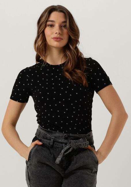 ALIX THE LABEL T-shirt LADIES KNITTED REIB BULL T-SHIRT en noir - large