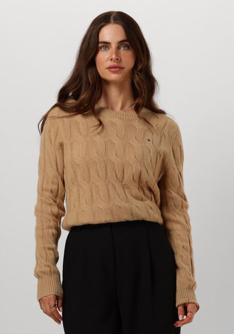 TOMMY HILFIGER Pull SOFT WOOL CABLE ROLL-NK en marron - large