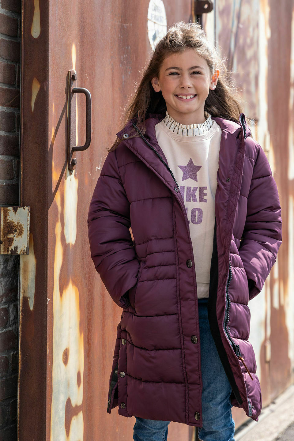 Bordeaux LIKE FLO Gewatteerde jas FLO GIRLS MAXI HOODED JACKET - large