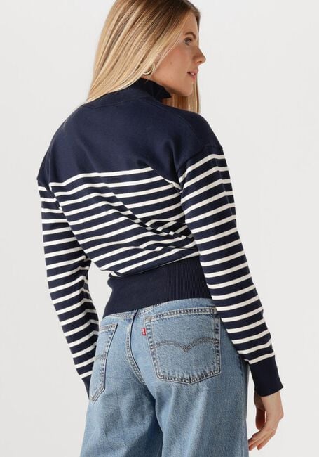 Donkerblauwe TOMMY HILFIGER Trui CO JERSEY GOLD BTN MOCK-NK SWT - large