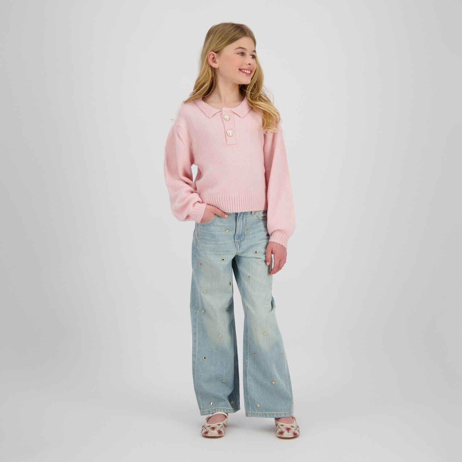 VINGINO Wide jeans CASSIE HEARTS Bleu clair - large