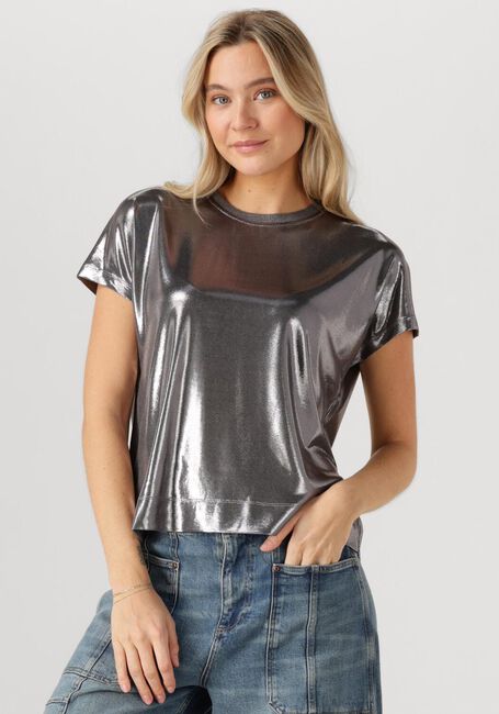 Zilveren MOS MOSH Top MMNIVOLA O-NECK METALLIC TEE - large