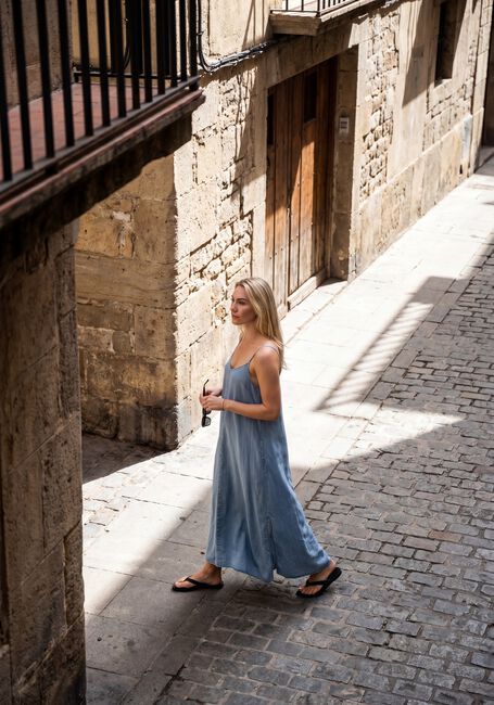 MY ESSENTIAL WARDROBE Robe midi NELLYMW STRAP DRESS Bleu clair - large