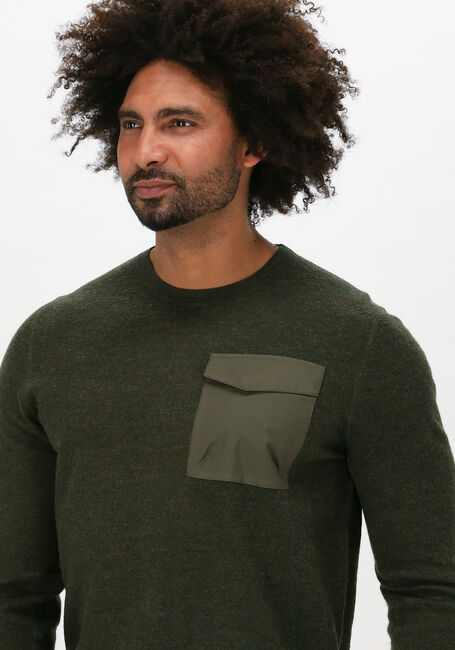 Olijf NATIONAL GEOGRAPHIC Trui KNITTED CREW - large