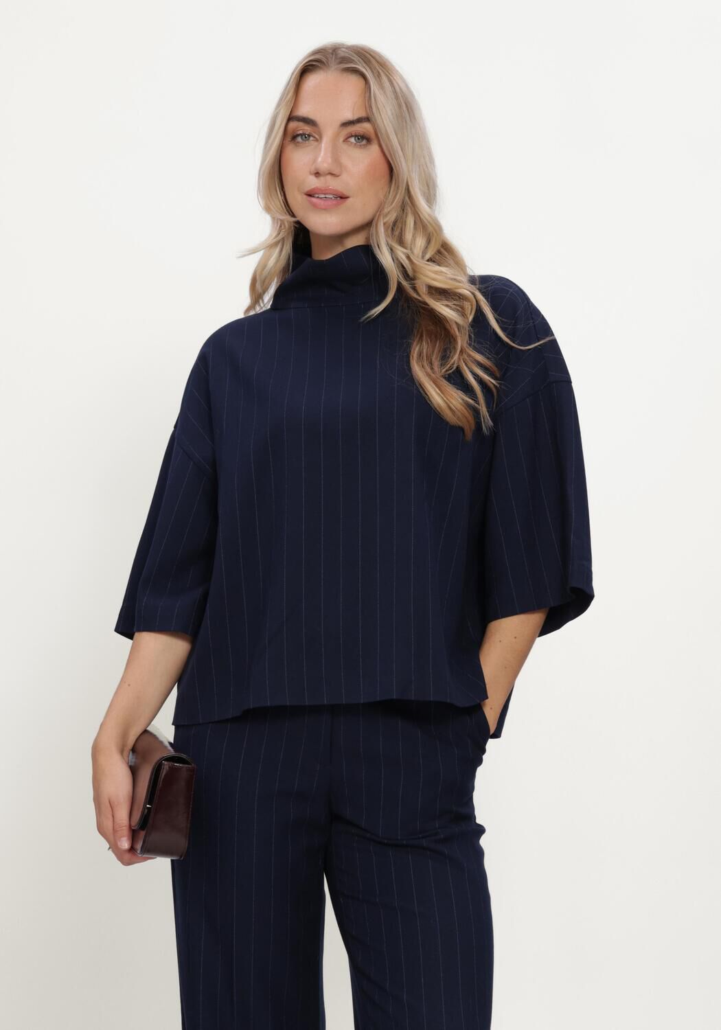 Donkerblauwe CO'COUTURE Trui GABIECC PIN FUNNEL NECK BLOUSE - large