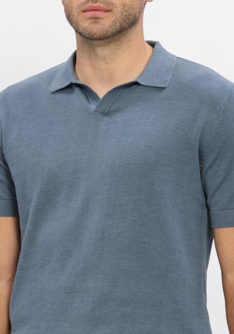 SELECTED MEN Polo SLHMATTIS SS KNIT SUN OPEN POLO en bleu - large