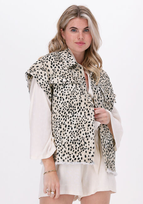 Bruine ALIX THE LABEL Gilet WOVEN ANIMAL WAISTCOAT - large