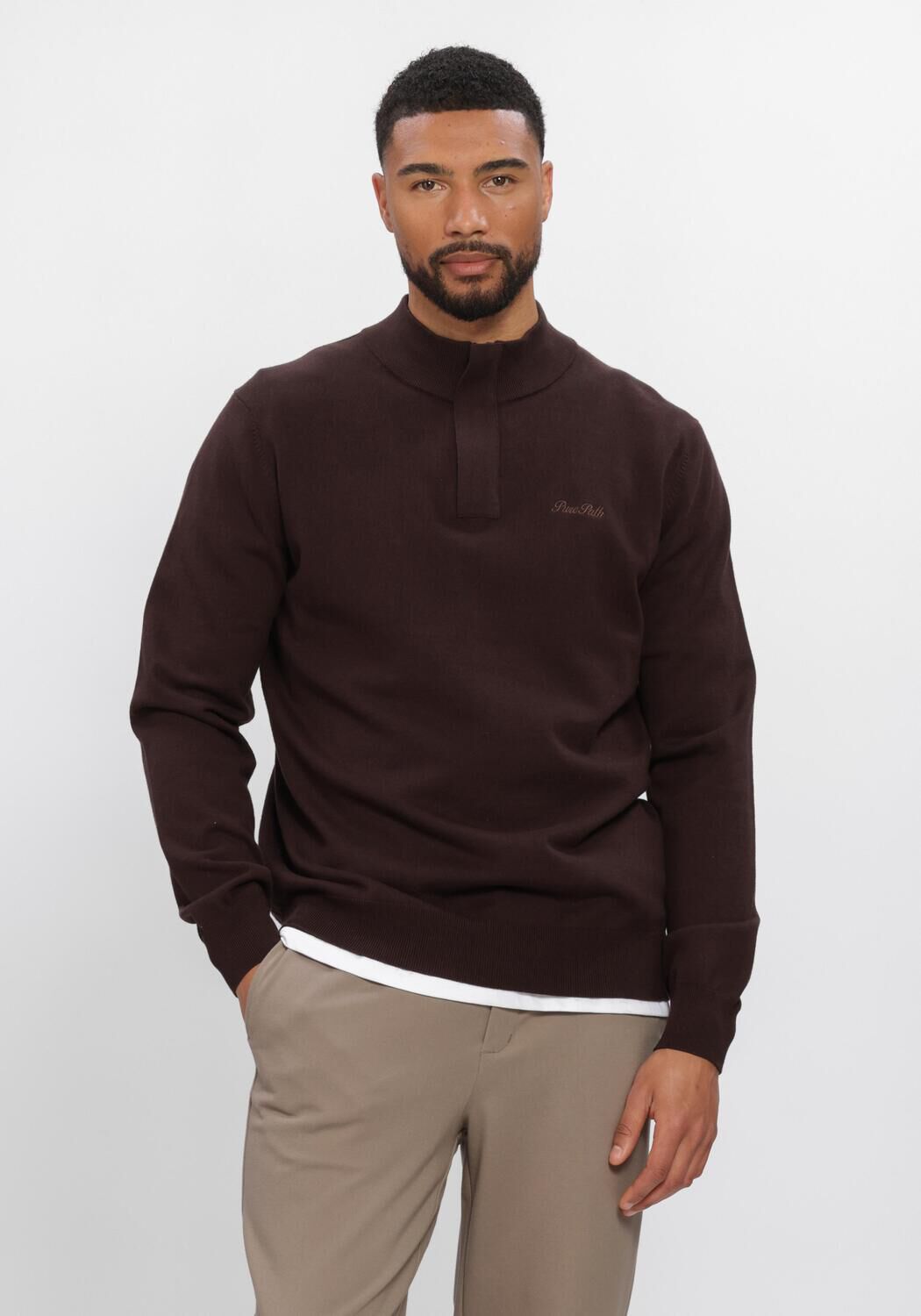PURE PATH Pull LIGHT WEIGHT HIDDEN HALF-ZIP en marron - large