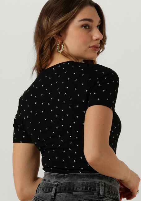 Zwarte ALIX THE LABEL T-shirt LADIES KNITTED REIB BULL T-SHIRT - large