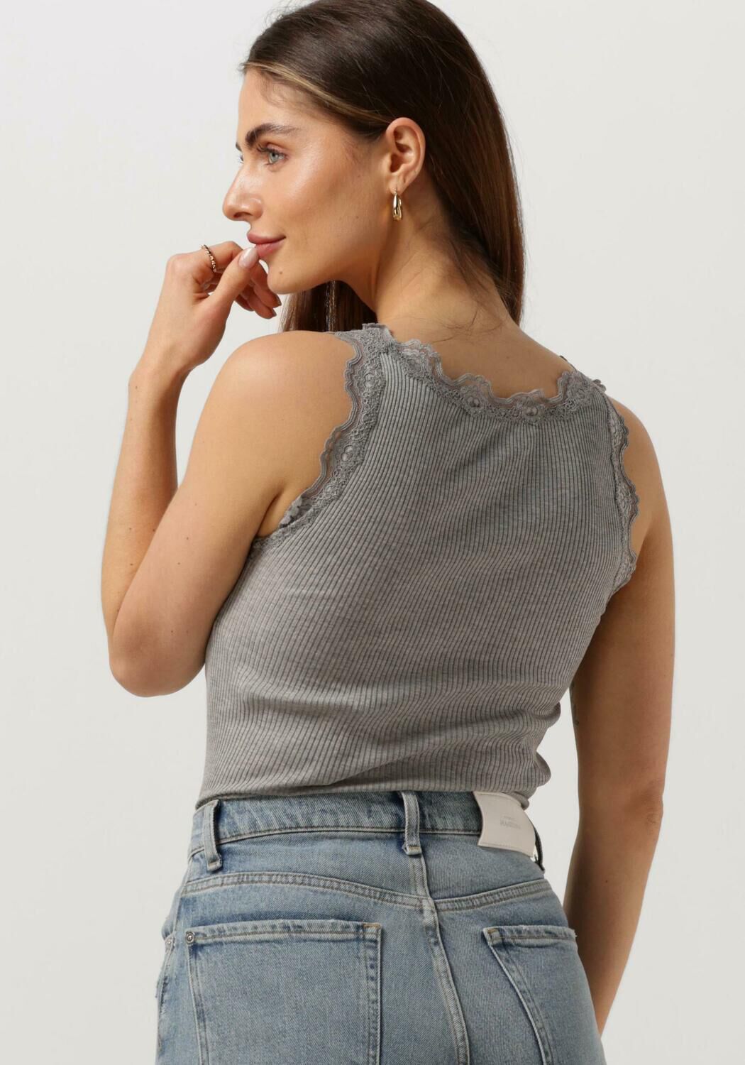 Grijze ROSEMUNDE Top SILK TOP W/ LACE - large