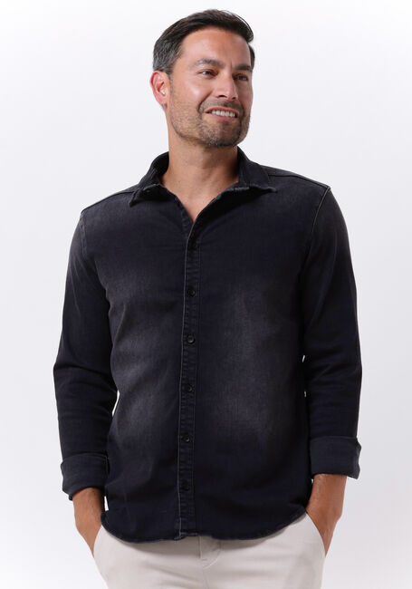 Donkergrijze PUREWHITE Casual overhemd PLAIN DENIM SHIRT WITH BLUE PEARL BUTTONS - large
