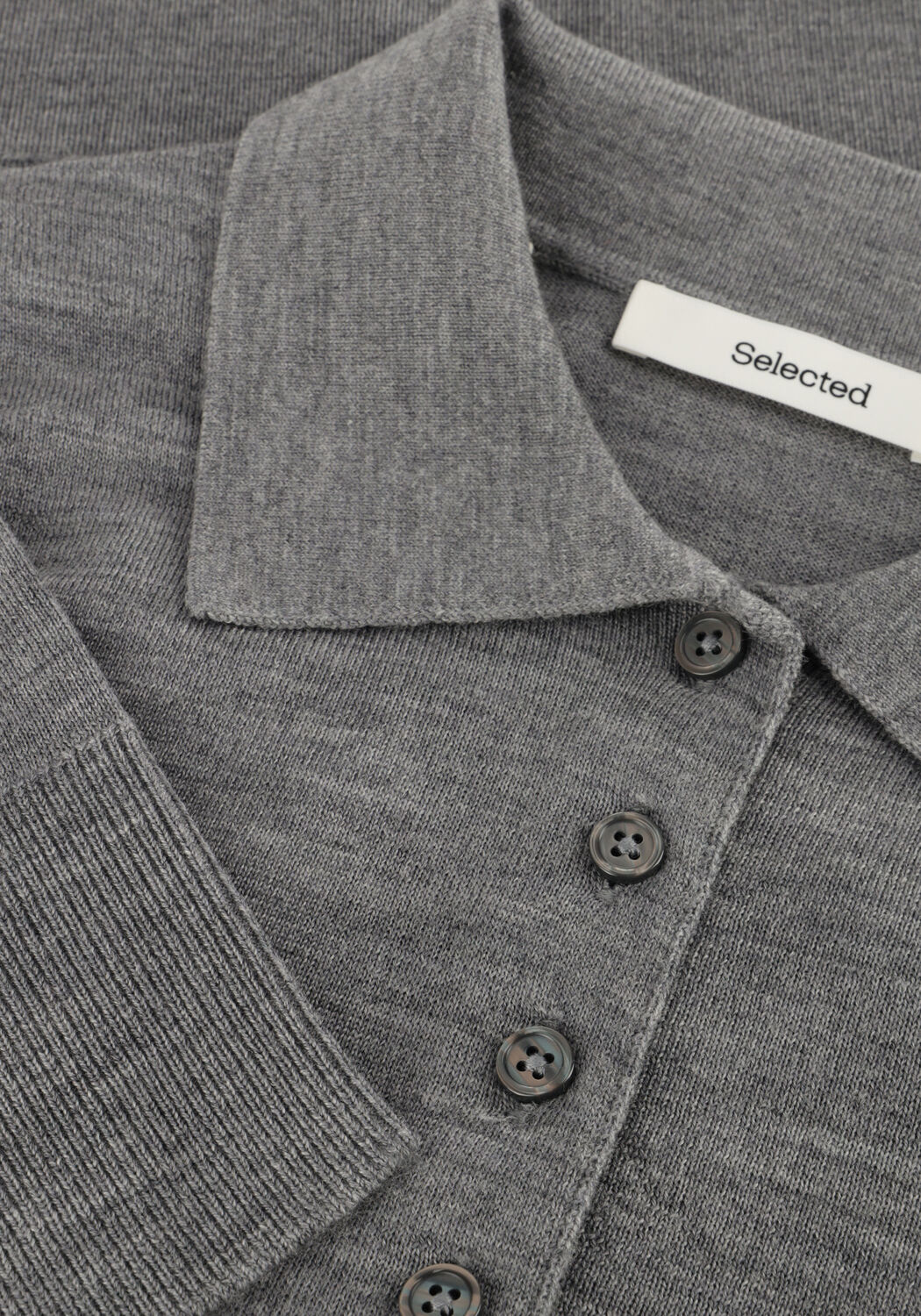 SELECTED WOMEN Polo SLFTHEA LS KNIT MERINO COLLAR NECK en gris - large