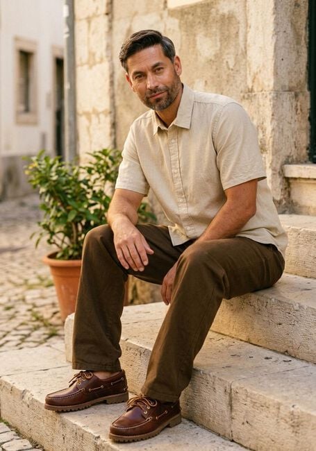 FOR&Eacute;T Chemise d&eacute;contract&eacute; SERENE LINEN REGULAR FIT SS SHIRT Sable - large