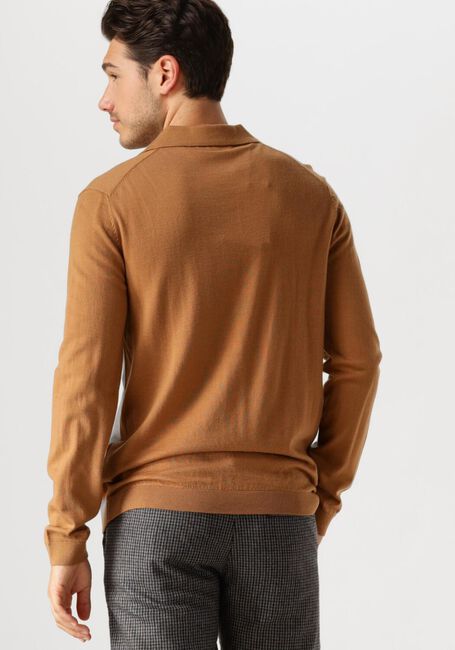SELECTED HOMME Pull SLHTRAY LS KNIT MERINO POLO en camel - large