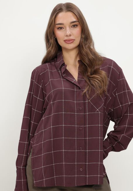 Bordeaux REFINED DEPARTMENT  LADIES WOVEN BLOUSE CHECK SHOULDER PADS NARO - large