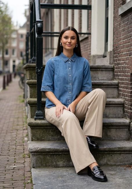 OBJECT OBJFRAME 2/4 RE DENIM TOP Blouses en bleu - large