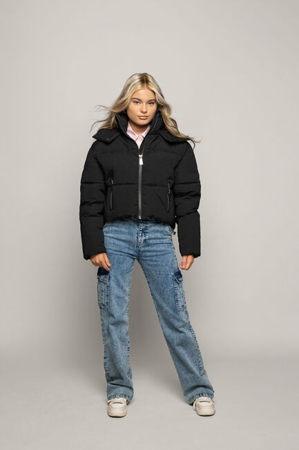 FRANKIE & LIBERTY Veste matelass&eacute; KYLIE CROPPED PUFFER JACKET en noir - large