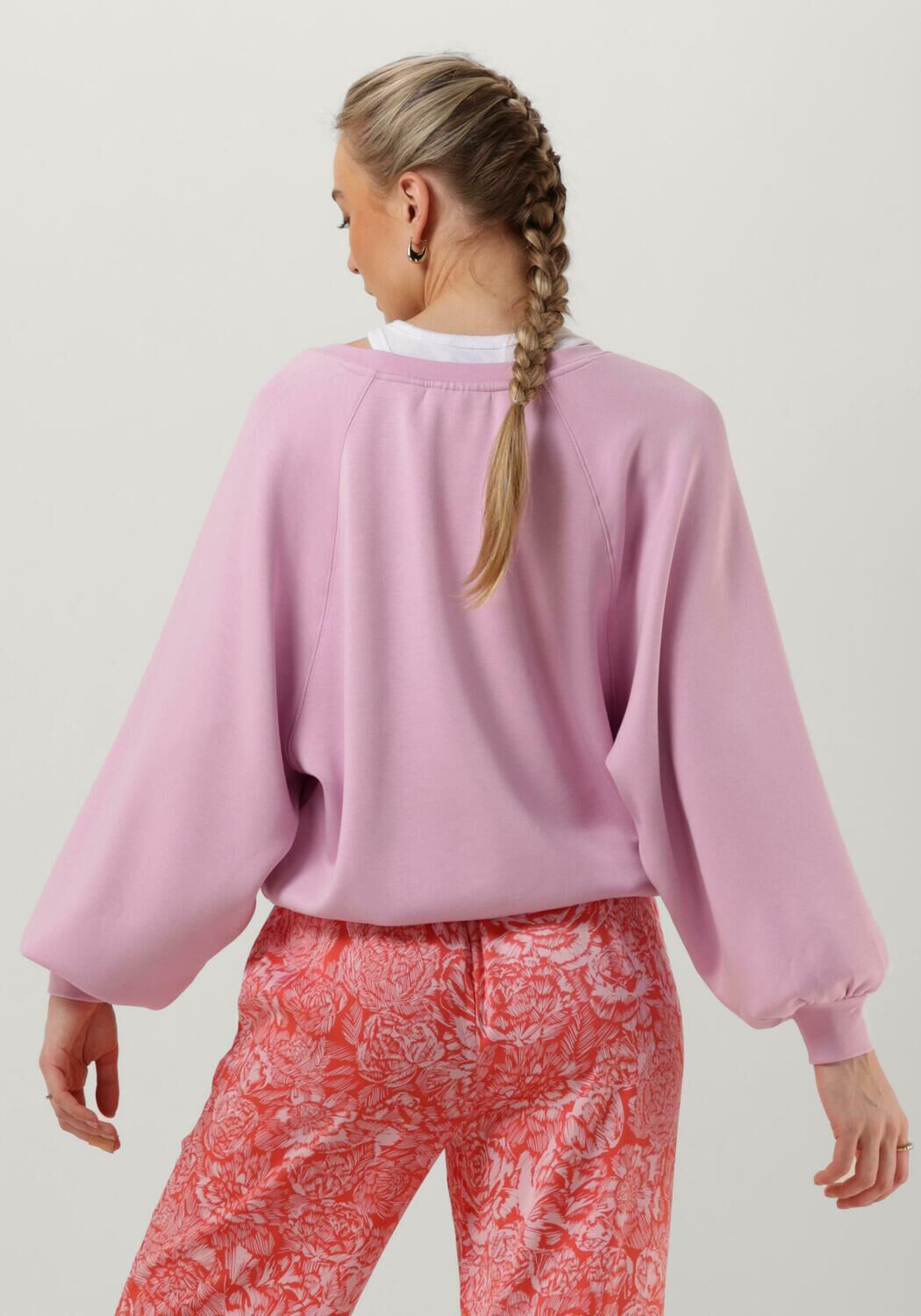 MSCH COPENHAGEN Pull NELINA IMA Q RAGLAN V NECK SWEATSHIRT Rose clair Omoda