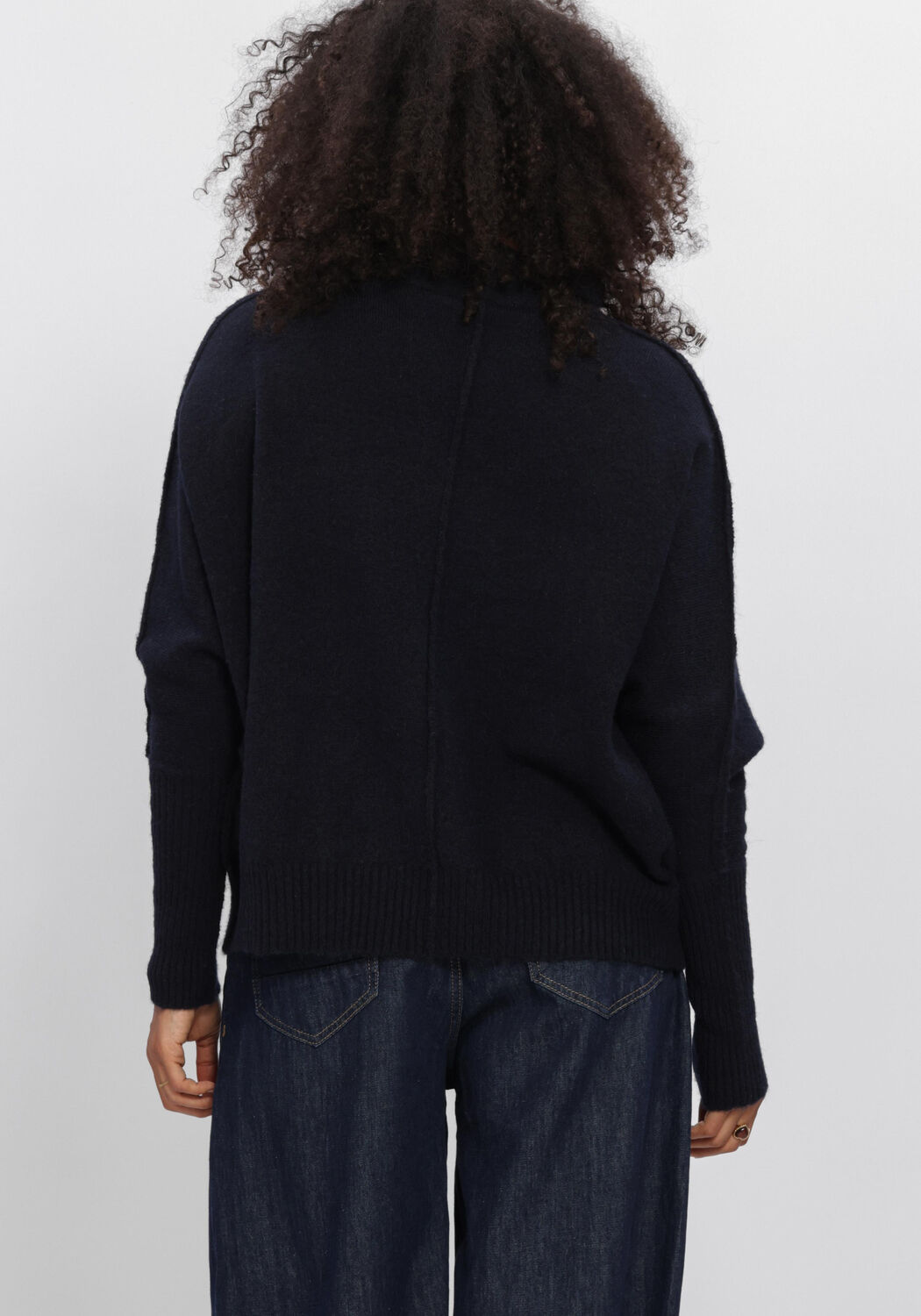 SUMMUM Pull BATWING SWEATER SOFT MELANGE KNIT Bleu fonc&eacute; - large