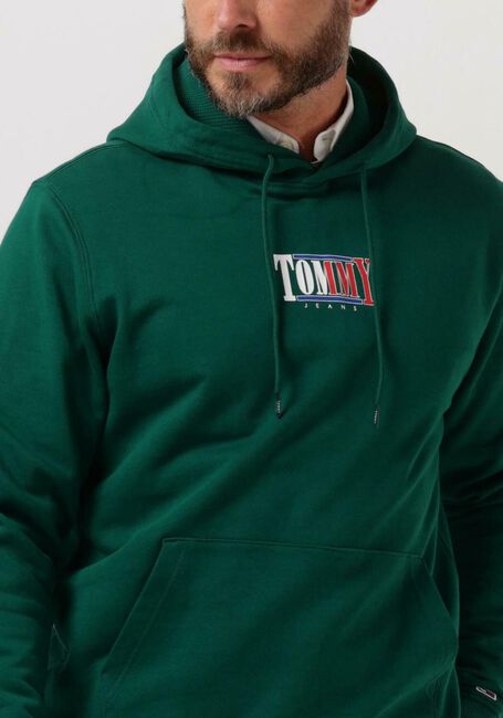 Donkergroene TOMMY JEANS Sweater TJM REG ESSENTIAL GRAPHIC HOODIE - large