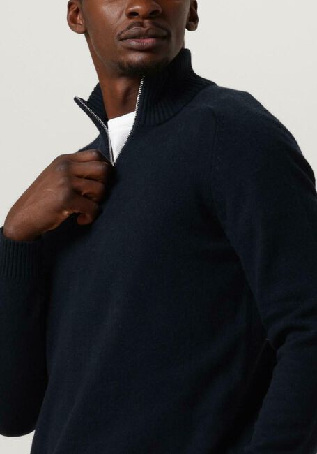 SELECTED HOMME Pull SLHREG DAN WOOL-MIX ZIP HIGH NECK OW Bleu foncé - large