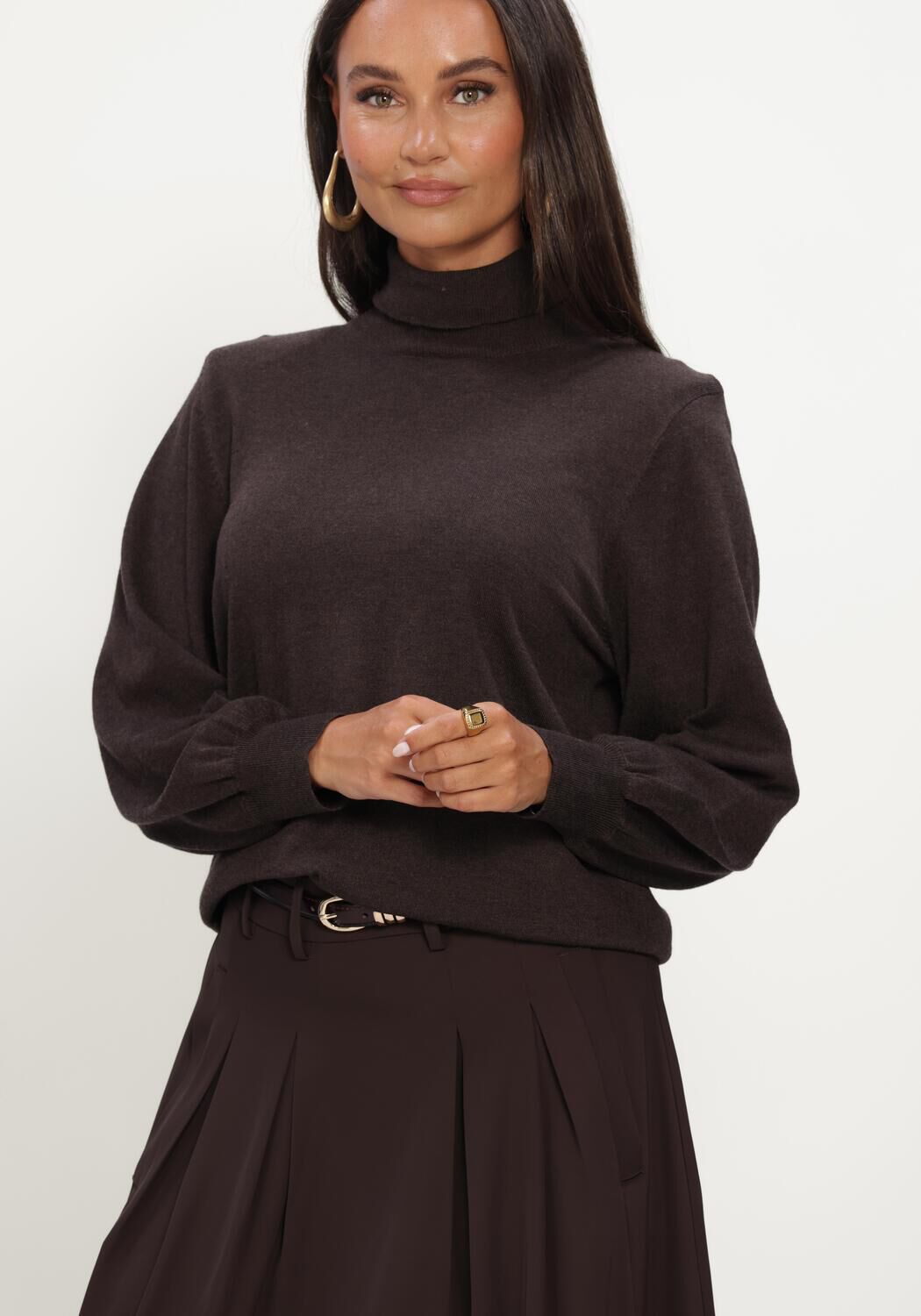 CO'COUTURE Pull CORYCC PADDED ROLL-NECK KNIT en marron - large