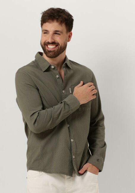 CAST IRON Chemise décontracté LONG SLEEVE SHIRT SQUARE STRUCTURE REGULAR FIT en vert - large
