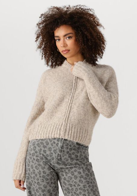 Beige BY-BAR Trui JONAS ZIPP CARDIGAN - large