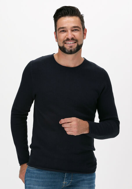 Donkerblauwe SELECTED MEN Trui ROCKY CREW NECK B WEBS - large