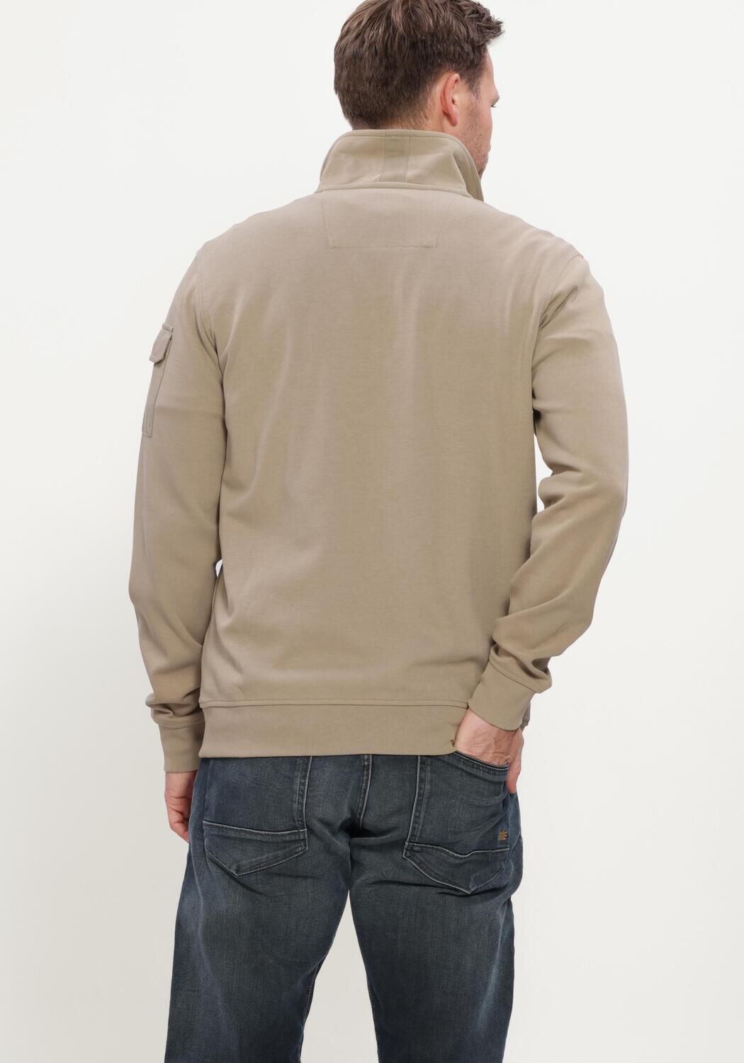 PME LEGEND Pull HALF ZIP COLLAR INTERLOCK JERSEY en beige - large