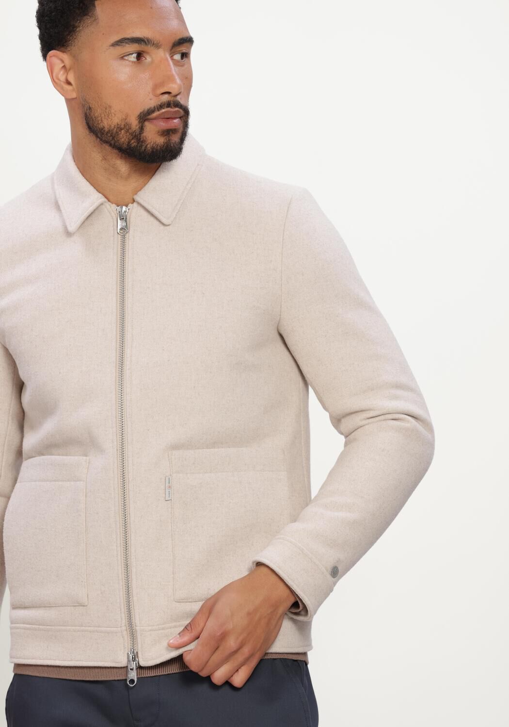 CAST IRON Jack SHORT JACKET TWOOL SMART JACKET en beige - large
