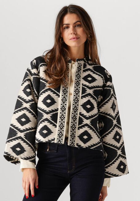 SUMMUM Jack SHORT ROUND NECK JACKET GEO AZTEK en noir - large