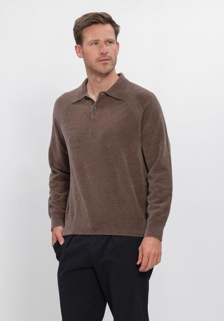 PROFUOMO Pull POLO LS CHENILLE en marron - large