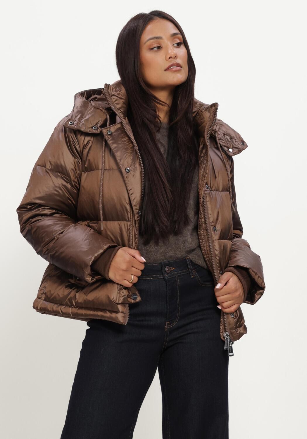 MOS MOSH Veste matelass&eacute; MMJILLY METALLIC DOWN JACKET en marron - large