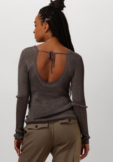 Grijze GESTUZ T-shirt SILVIGZ DEEP BACK BLOUSE - large