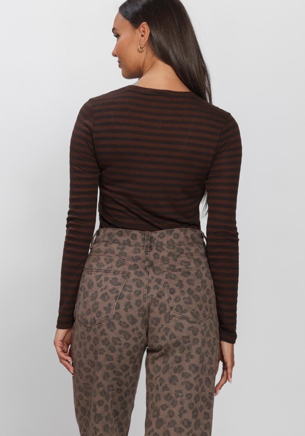 Bruine BY-BAR Top BASIC LS MELANGE STRIPE TOP - large