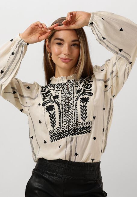 SUMMUM Haut TOP VISCOSE EMBROIDERED STRIPE en blanc - large