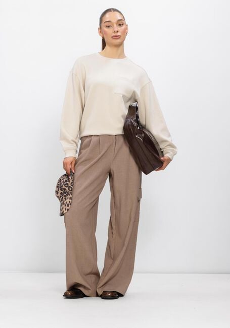 Lichtgrijze MSCH COPENHAGEN Broeken/jumpsuits MSCHZETA MICHELLE HW PANTS - large