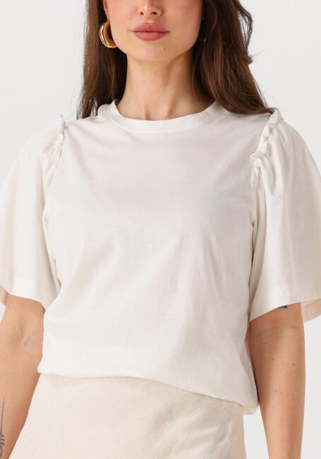 Ecru SELECTED FEMME T-shirt SLFPENELOPE 2/4 RUFFLE TEE - large