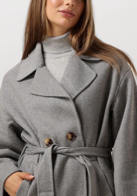 Grijze SUMMUM Mantel LONG COAT WOOL CLASSIC - large