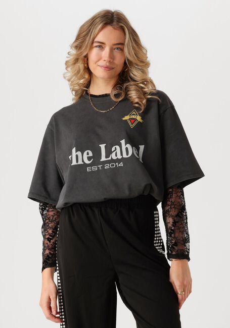 Donkergrijze ALIX THE LABEL T-shirt LADIES KNITTED THEL LABEL T-SHIRT - large